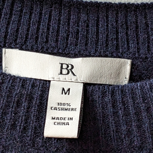 Banana Republic 100% Cashmere Short Sleeve Navy Blue Sweater - Picture 3 of 3